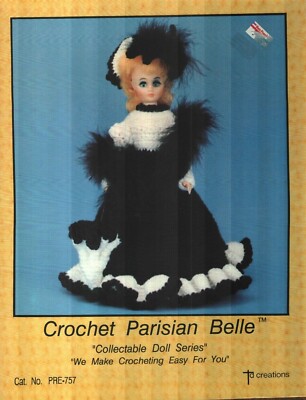 PARISIAN BELLE 15'' FASHION DOLL DRESS TD CREATIONS CROCHET PATTERN LEAFLET