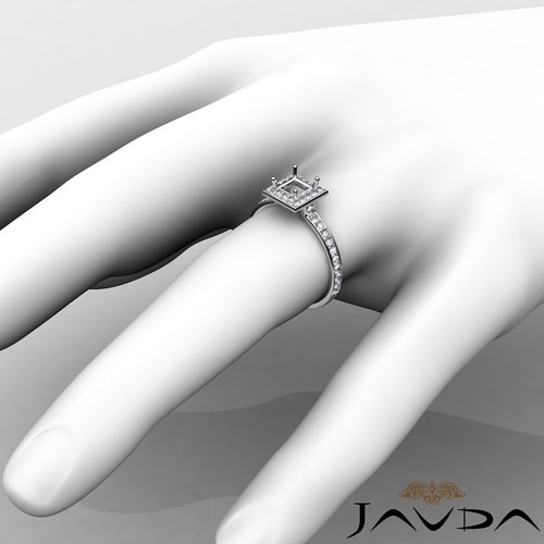 Classic Halo Princess Semi Mount Diamond Engagement Ring Platinum 950 0.45Ctw - Picture 3 of 7
