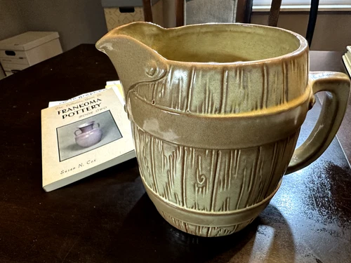 Vintage Frankoma Pottery Barrel Pitcher,  8" Tall (#97D) in Desert Gold