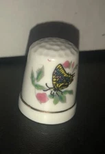 Butterfly Porcelain Yellow Blue Collectible Souvenir Thimble