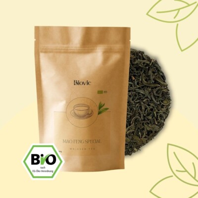 Mao Feng Spezial Bio Weißer Tee Blumig Mild Koffeinhaltig Handgepflückt Hochwert