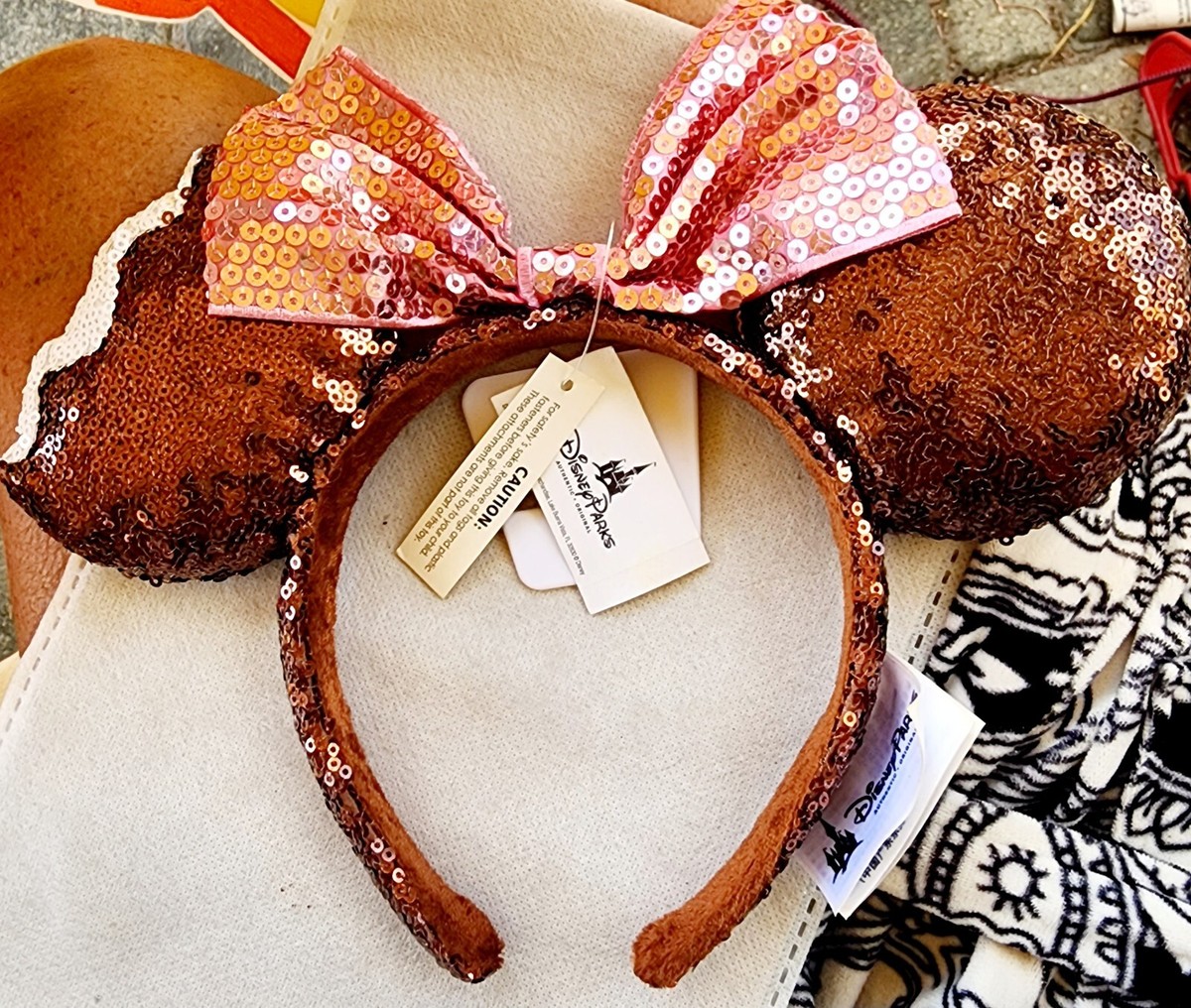 Disney Parks Chocolate Sequin Minnie Mouse Ears with Bow PHOTOS: Redesigned Classic Minnie Mouse Ear Headband Debuts  main image 2