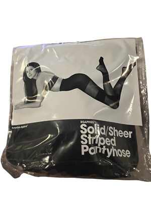 Deadstock American Apparel Solid/Sheer Striped Pantyhose, XS/S