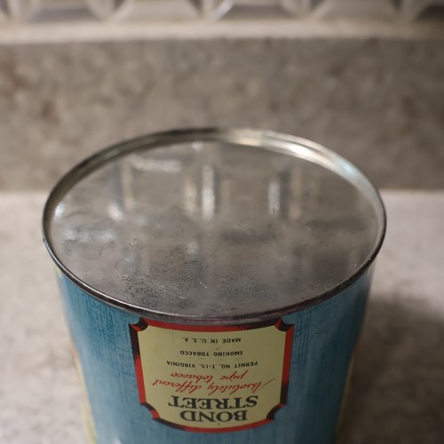 1930s- 1940sBond Street Pipe Tobacco Can 14oz - Phillip Morris - Very Nice Color - Picture 3 of 6