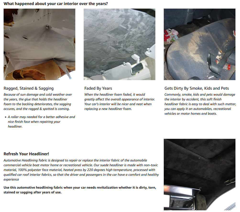 Grey Headliner Fabric Foam Backed Match Car Roof Liner Sag Upholstery