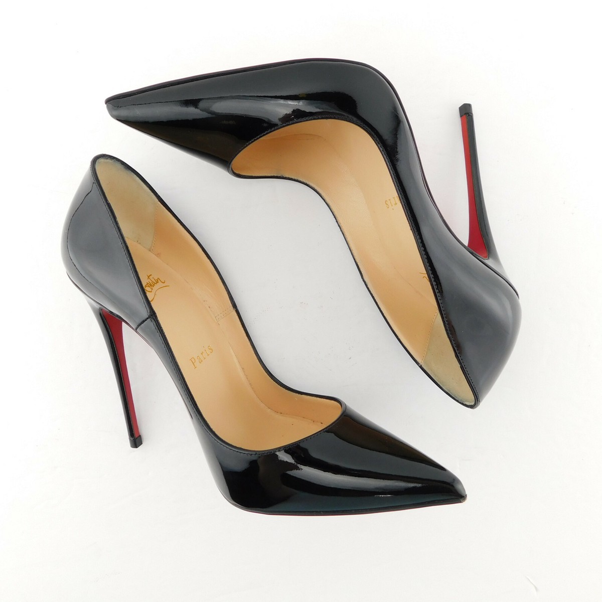 CHRISTIAN LOUBOUTIN Size 5.5 SO KATE Black Patent Heels Pumps