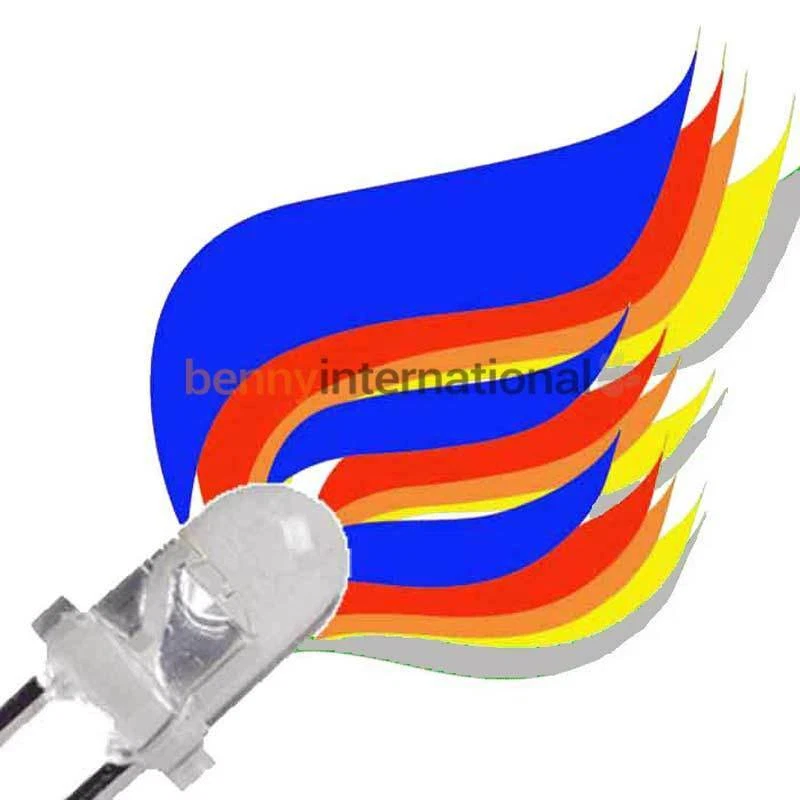 10x 3mm FLICKER LEDS Yellow Orange Red Blue White Green Candle Gas Railway Flame