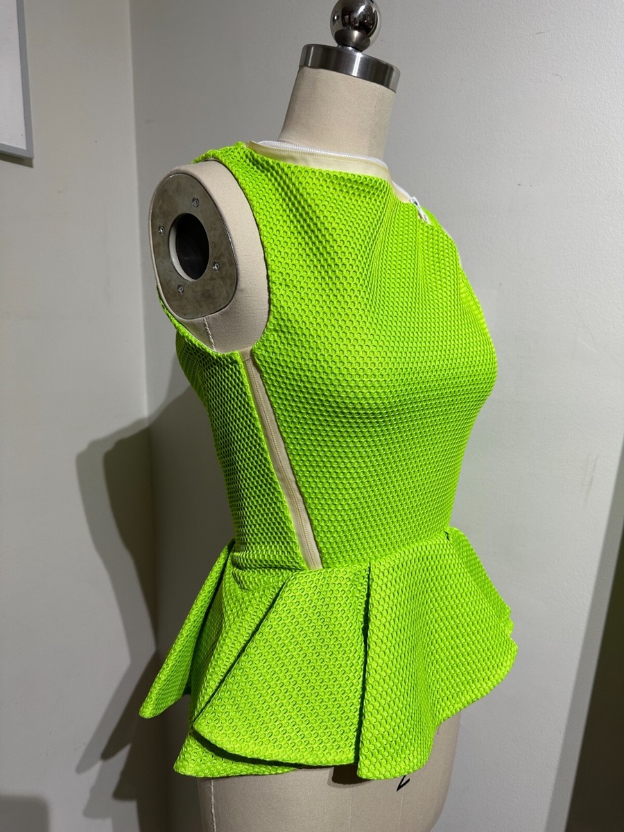 $1570 HUSSEIN CHALAYAN GREEN RUFFLES ZIPPER TOP XS | eBay