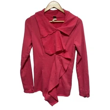 Free People We The Free Sweatshirt Womens M Pink Ebb Flow Zip Front Long Sleeve