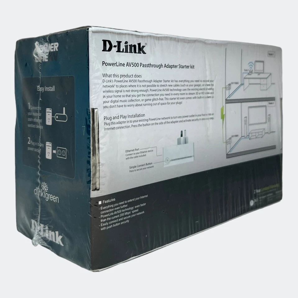 D-Link Powerline AV500 Passthrough Kit DHP-P309AV Ethernet Adapter - Brand New - Image 4 of 4