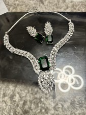 Bollywood Indisch Pakistanisch American Diamond Set Halskette Ohrringe