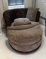 Fabric cuddle Rotating chair Jumbo Brown With Foot Rest