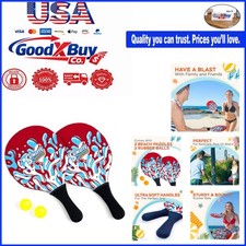 Beach Paddle Game Set 2 Paddles 2 Balls for Outdoor Lawn Beach Red