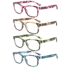 4 PACK Fashion Print Reading Glasses Computer Anti Blue Light Readers Eyeglasses