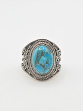 Sterling Silver 925 Oval Copper Turquoise Ring Size 8.5 7g
