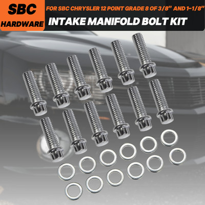 3/8'' Intake Manifold Bolt Kit for 90A° Small Block Replace 38400 Set of 12