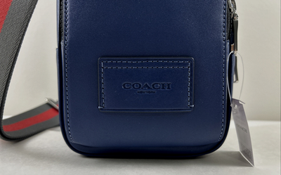NEW COACH Crossbody RACER Sling Pack 100% Leather Blue Varsity