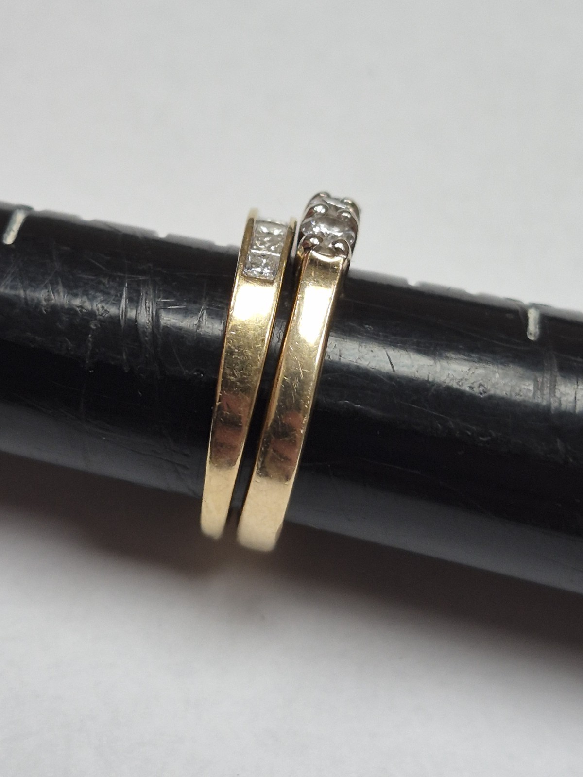 Two Piece 14kt Solid Yellow Gold Ring Diamond Rin… - image 9