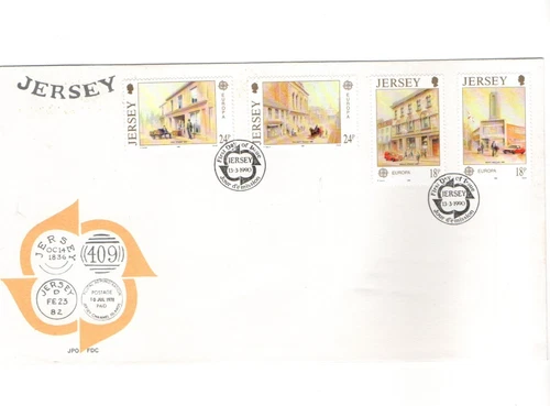1990 JERSEY - EUROPA : POST OFFICE BUILDINGS FDC FROM COLLECTION K62