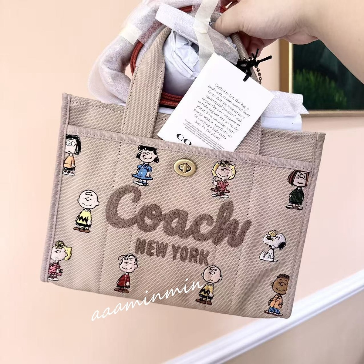NWT Coach X Peanuts Cargo Tote Bag 26 CBH43 | eBay