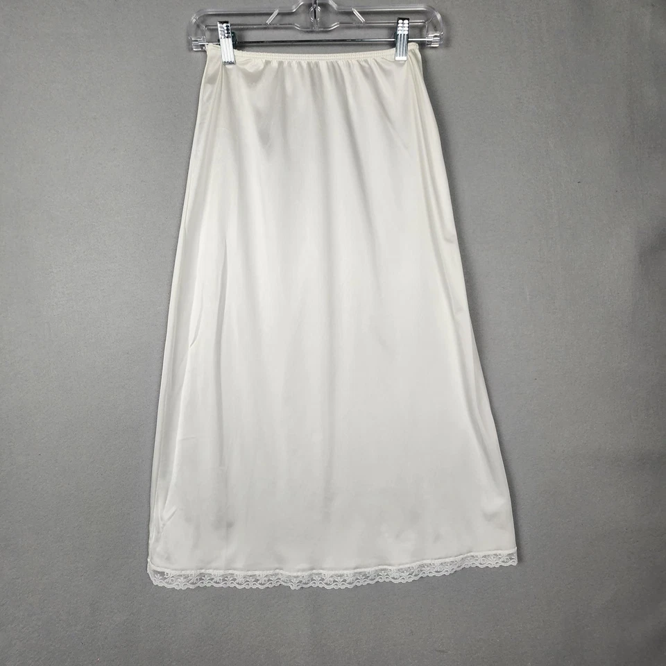 De colección Warners Medio Slip Mujer Pequeño Nylon Encaje Ribete 31 Pulgadas Hecho en EE. UU. 90s Foto 4 de 4