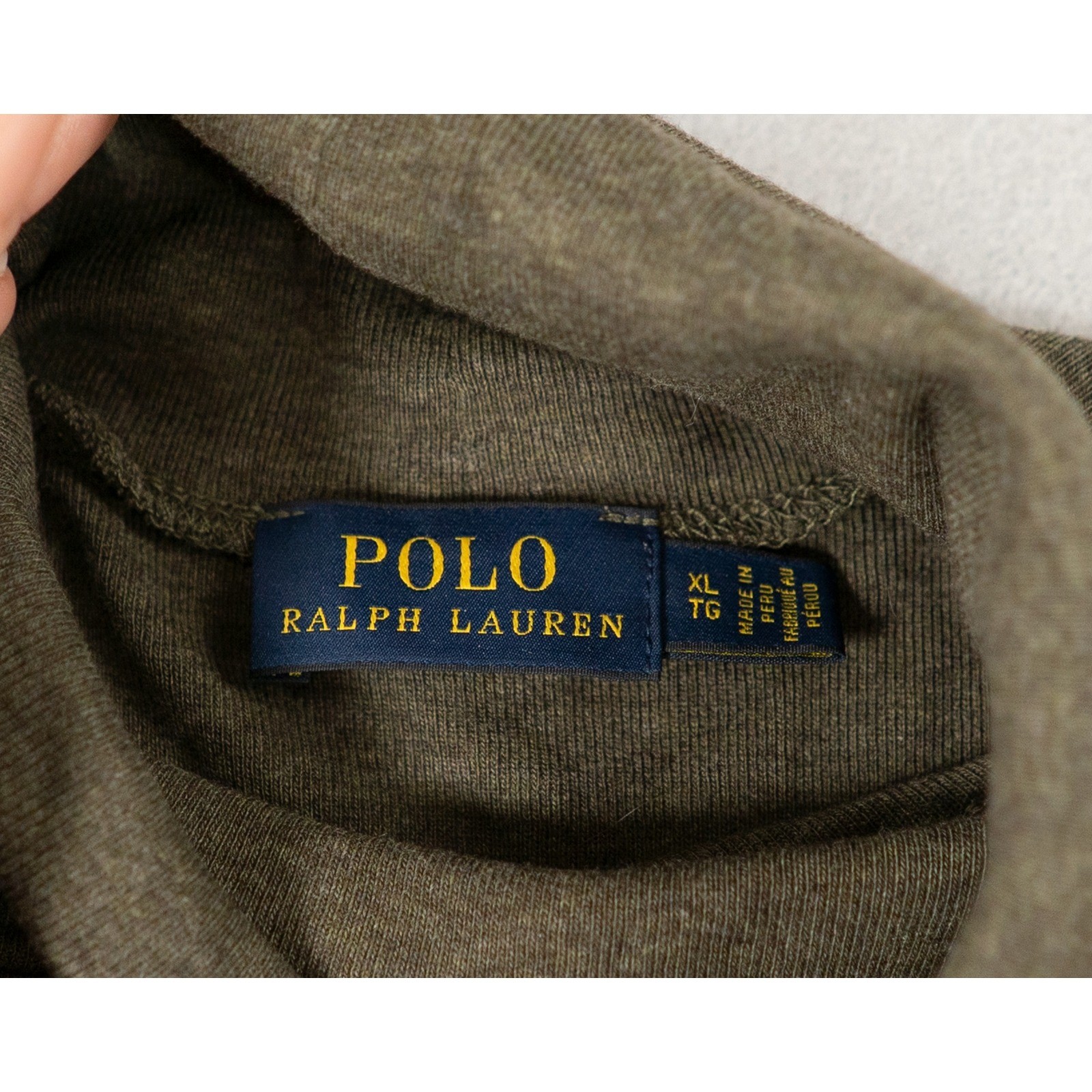 Polo Ralph Lauren Womens Turtleneck Top Olive Green Size XL Cotton Lyocell Pony image 3
