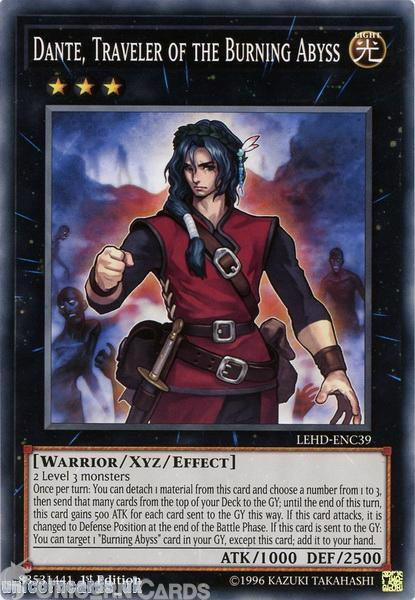 LEHD-ENC39 Dante, Traveler of the Burning Abyss 1st Edition Mint YuGiOh Card