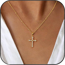 Cross Necklace for Women Trendy,Dainty 14K Gold Plated Cross Pendant Cute Choker