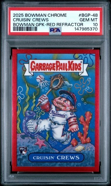 2025 Bowman Chrome Garbage Pail Kid Dylan Crews (RC) Red /5 PSA 10 POP 2