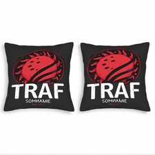 Set of 2 Decorative Throw Pillow Covers 18x18in -Red Sun Bold ' SOMIAMIE 2014 '