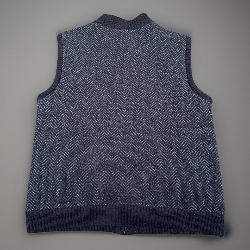 Pendleton Vest Mens Large Gray Wool Full Zip Herringbone Knit Pockets Washable - Image 2 of 4