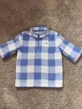 Vineyard Vines girls Fuzzy Quarter Zip. Blue And White Checkered Pattern size M