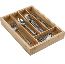 Bamboo Expandable Adjustable Utensil Drawer Organizer