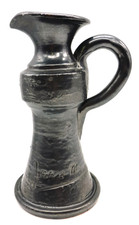 VASE PICHET, CERAMIQUE EMAILLEE NOIRE METALISEE, SIGNE JEAN MARAIS, VALLAURIS