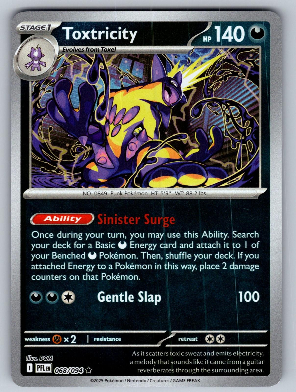 Toxtricity 068/094 Rare Phantasmal Flames Pokemon Holo Lightly Played