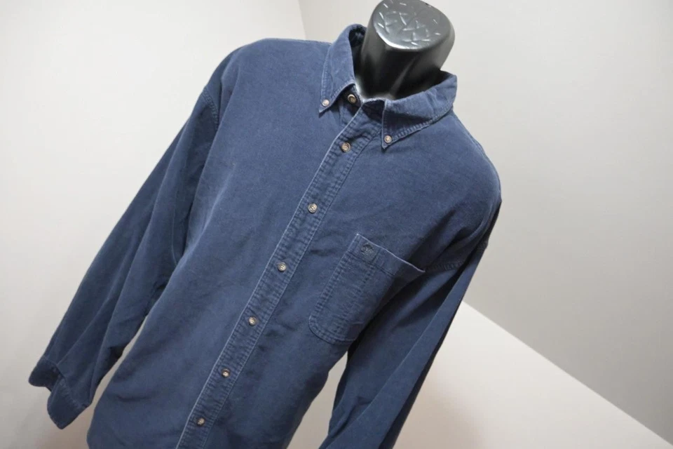 Timberland Corduroy Button Up Shirt Dark Blue Rugged Long Sleeve Mens Size 2XL - Image 4 of 4