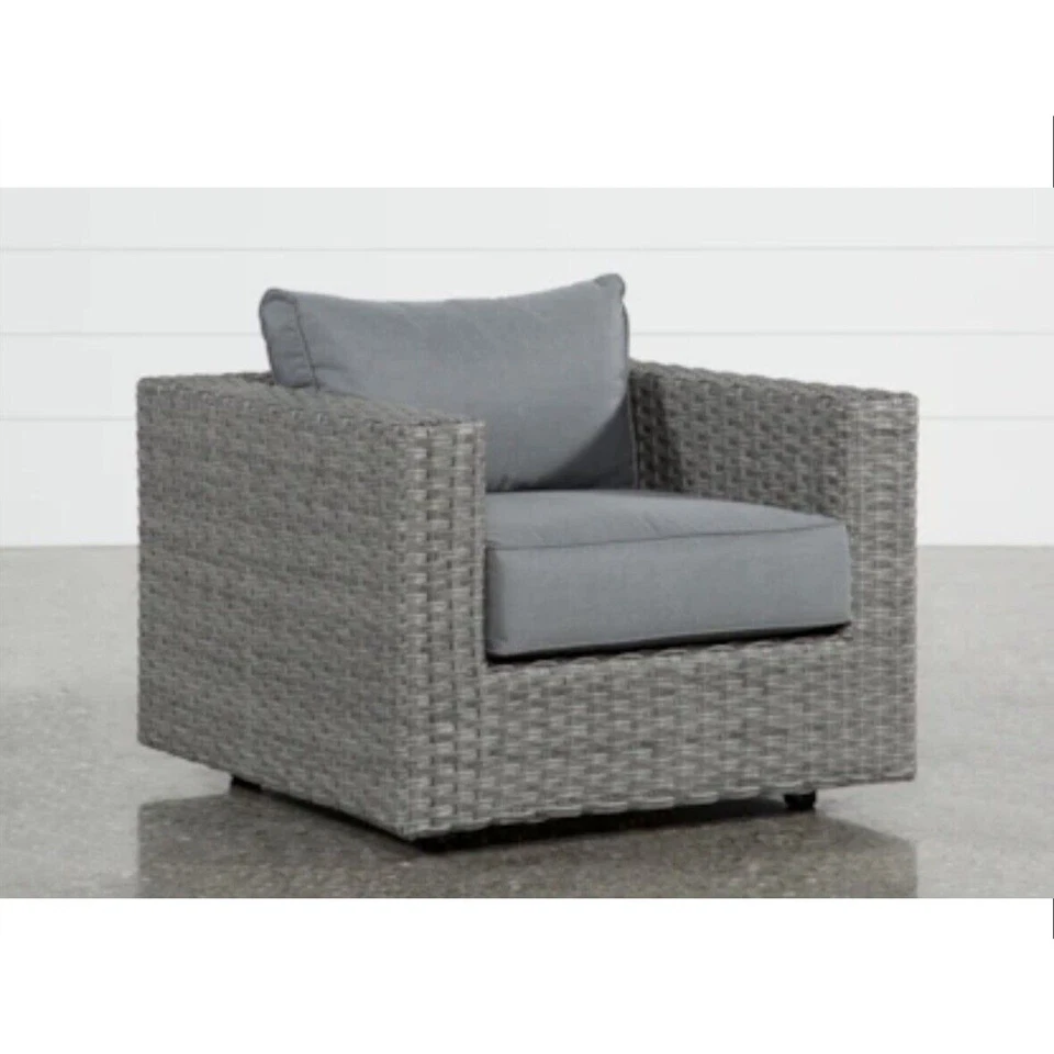 5x Silla Club de Mimbre Exterior Sunhaven Kensington + Mesa de Centro Otomana Totalmente Nueva Foto 4 de 4