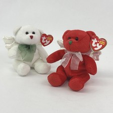2007 Ty Beanie Baby Angels Named Hark In Red And White Set of 2