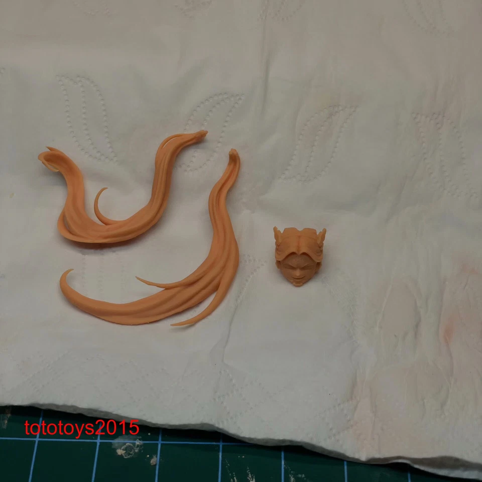 Cabeza esculpida de niña cola de caballo cibernética 1:6 1:12 1:18 para figura de acción de 12 '' 6 '' 3,75' Foto 3 de 4