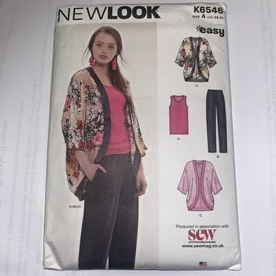 New Look K6546 Hose offen Kimono Jacke Oberteil Schnittmuster Gr. XS-XL ungeschnitten