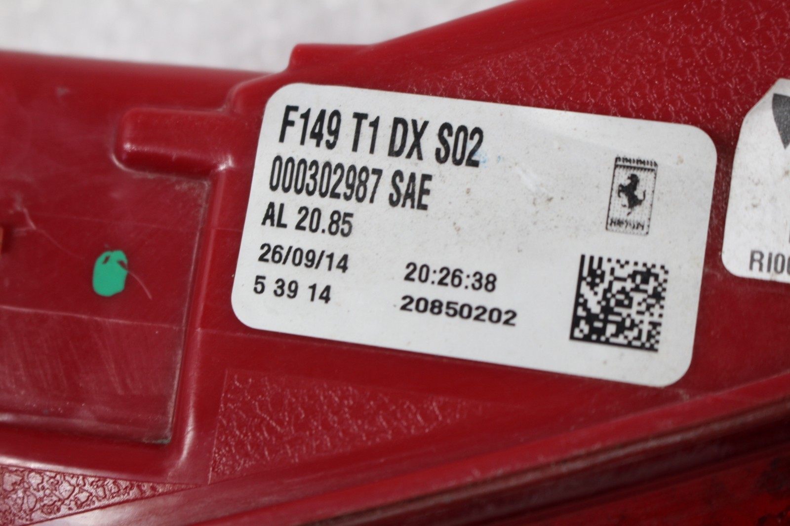 Ferrari California T, RH, Right, Lower Tail Lamp, Scuffed, Used, P/N 302987