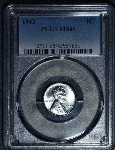1943 1C LINCOLN WHEAT STEEL CENT KM# 132a PCGS MS 65 A6865