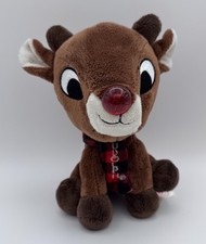 Dan Dee Rudolph the Red Nosed Reindeer Plush 8" Plaid Scarf