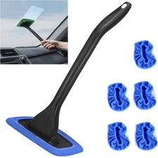 Windshield Cleaning Tool Wand Auto Window Cleaner,5 Pieces Reusable Cloth Pads