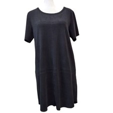 Locardi Faux Suede Black T-Shirt Mini Dress Minimalism Western Fall Transitional