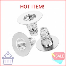 Dayker 3PCS Bathroom Sink Drain Strainers, Stainless Steel Hair Catcher, Cone Sh