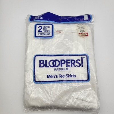 2 VTG Fruit of The Loom Bloopers WHITE Irregular Shirts M 38/40 NOS USA Made