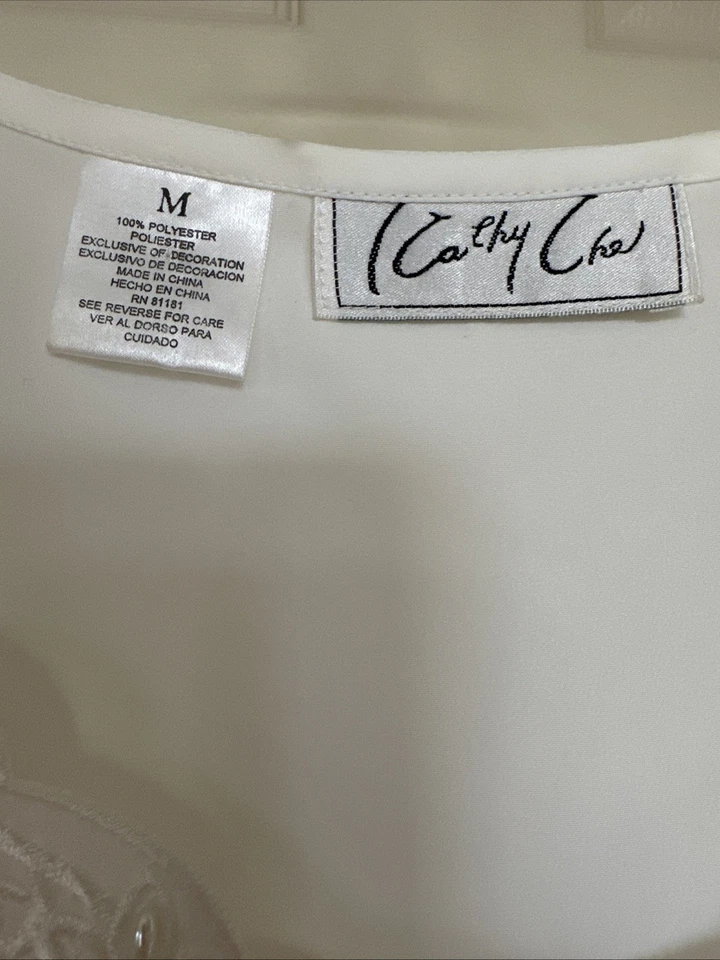 Kathy Che Off белый камзол бак с жемчугом деталь зубчатый вырез размер M - Изображение 3 из 3