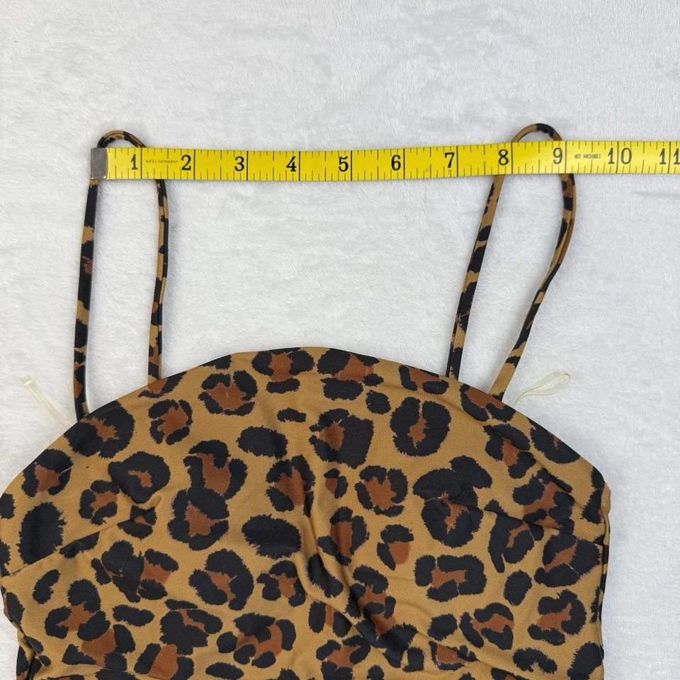 Maiô H & M XS leopardo uma peça alças de espaguete atrevido sexy praia piscina - Imagem 4 de 4