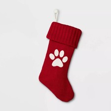 Pet Paw Knit Monogram Stocking Cat/Dog Wondershop Red Xmas Holiday Target